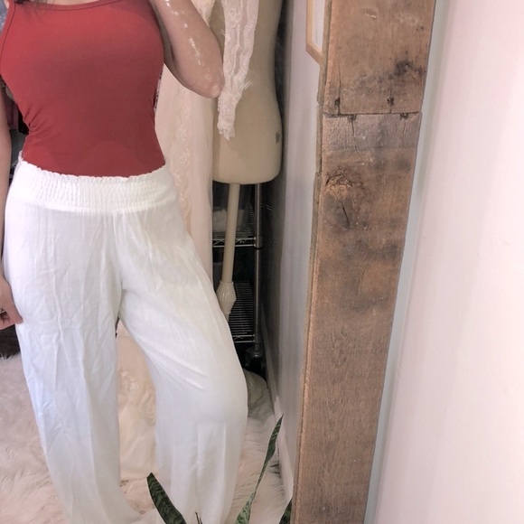 VICI pants size medium white color linen blend  fabric - Picture 1 of 7